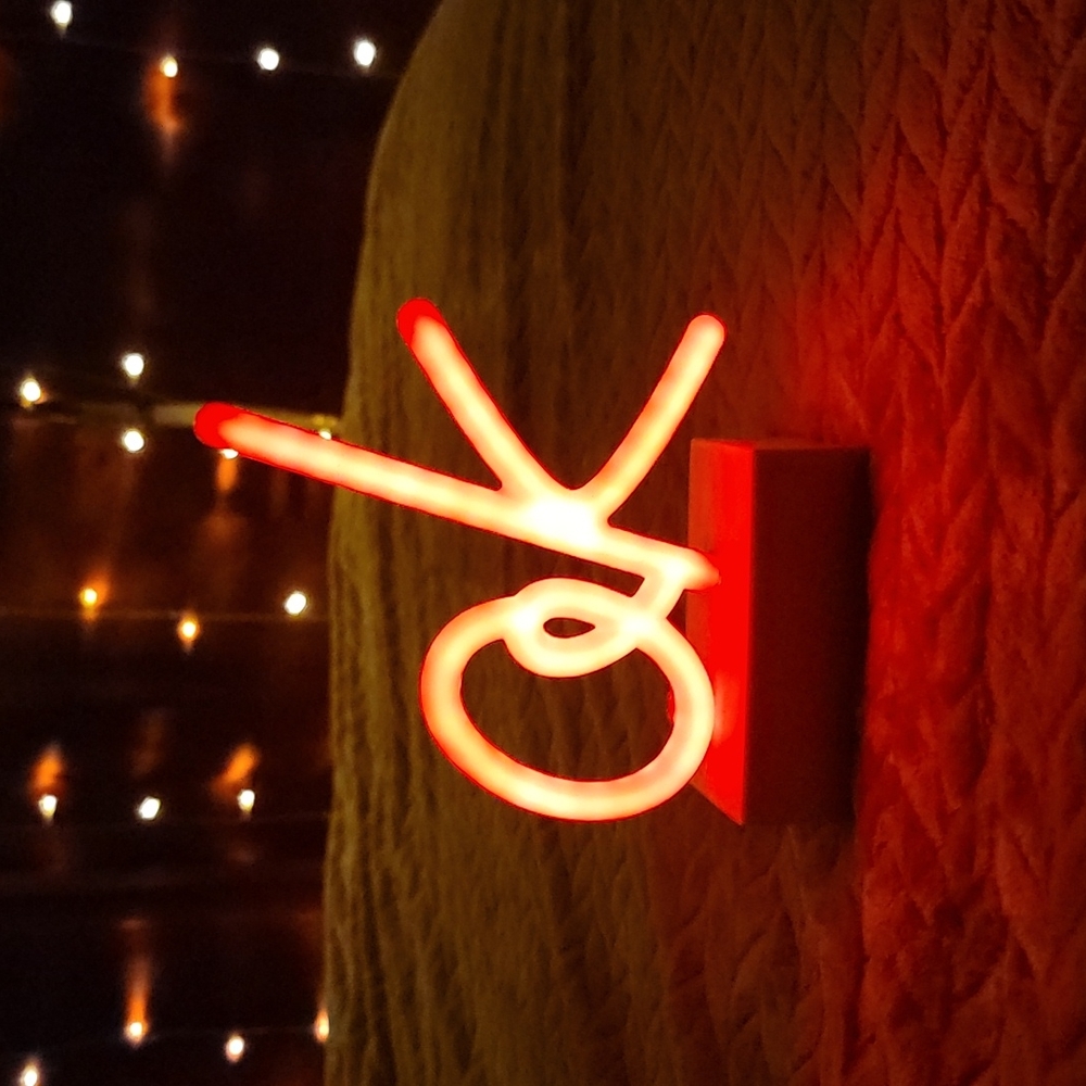Glow red "ok" sign decor